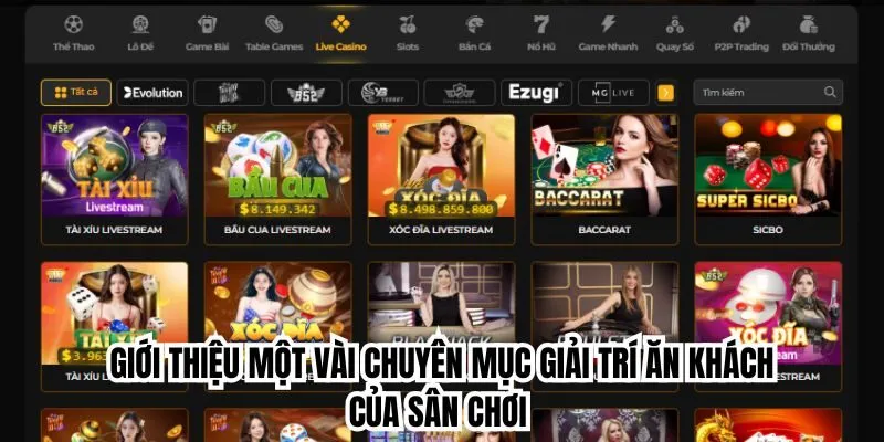 Giới thiệu một vài chuyên mục giải trí ăn khách của sân chơi
