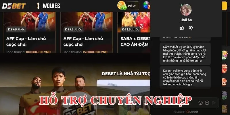 DEBET hỗ trợ người chơi siêu chuyên nghiệp